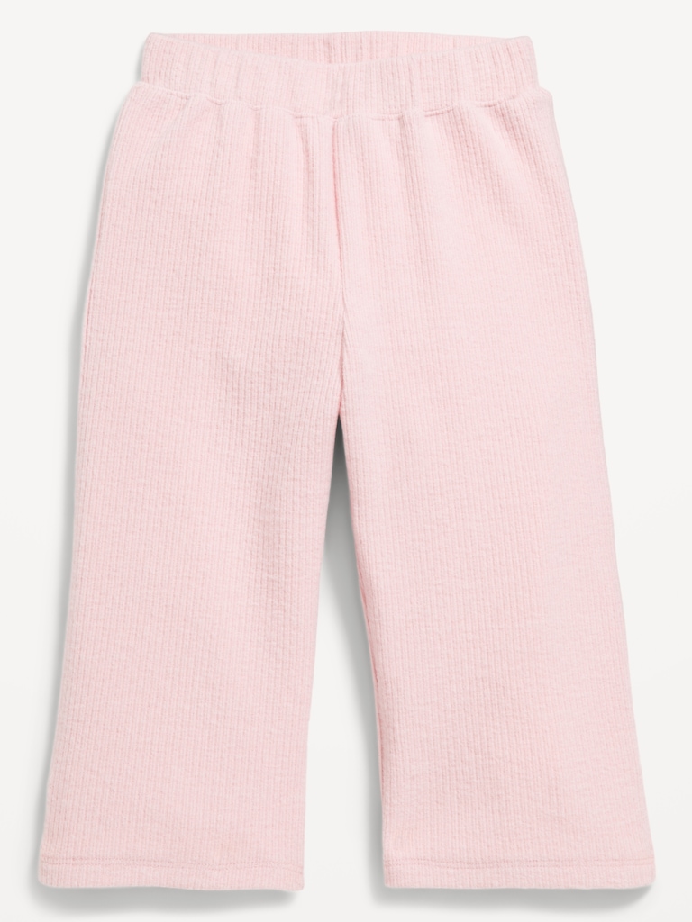 Cozy Ribbed Wide-Leg Cropped Pants for Toddler Girls