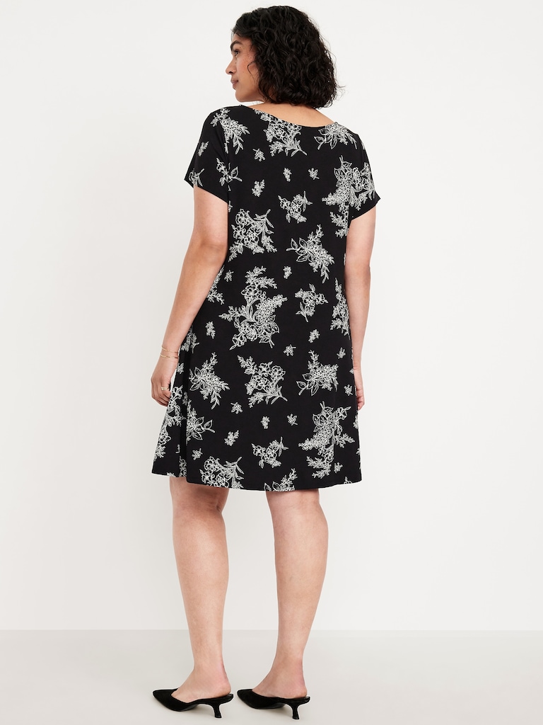 Short-Sleeve Mini Swing Dress