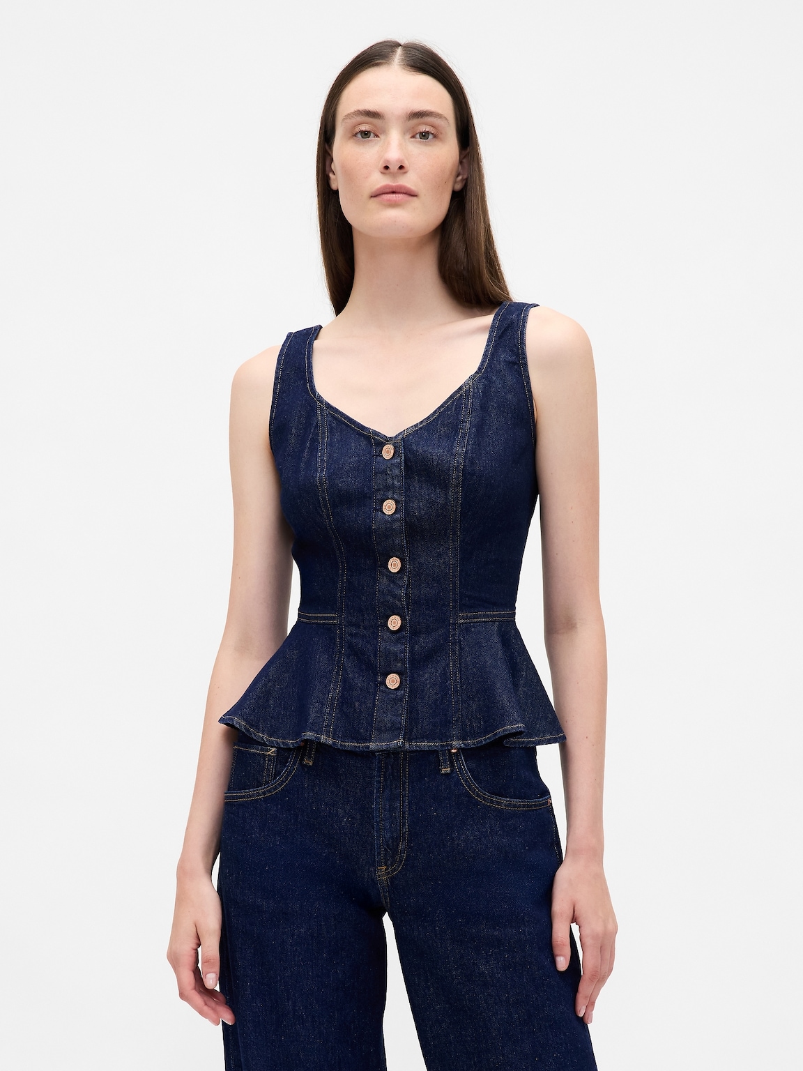 Denim Peplum Tank Top