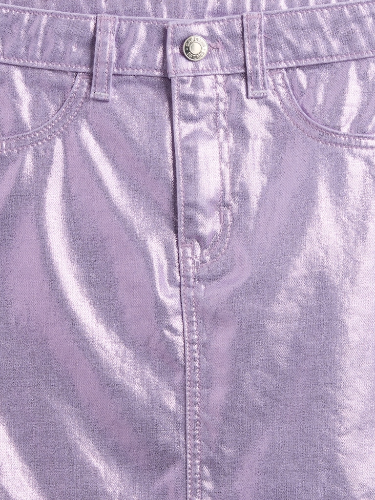 Kids Metallic Denim Mini Skirt