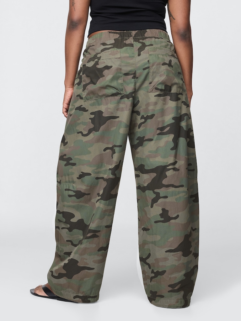 Mid Rise Barrel Parachute Pants