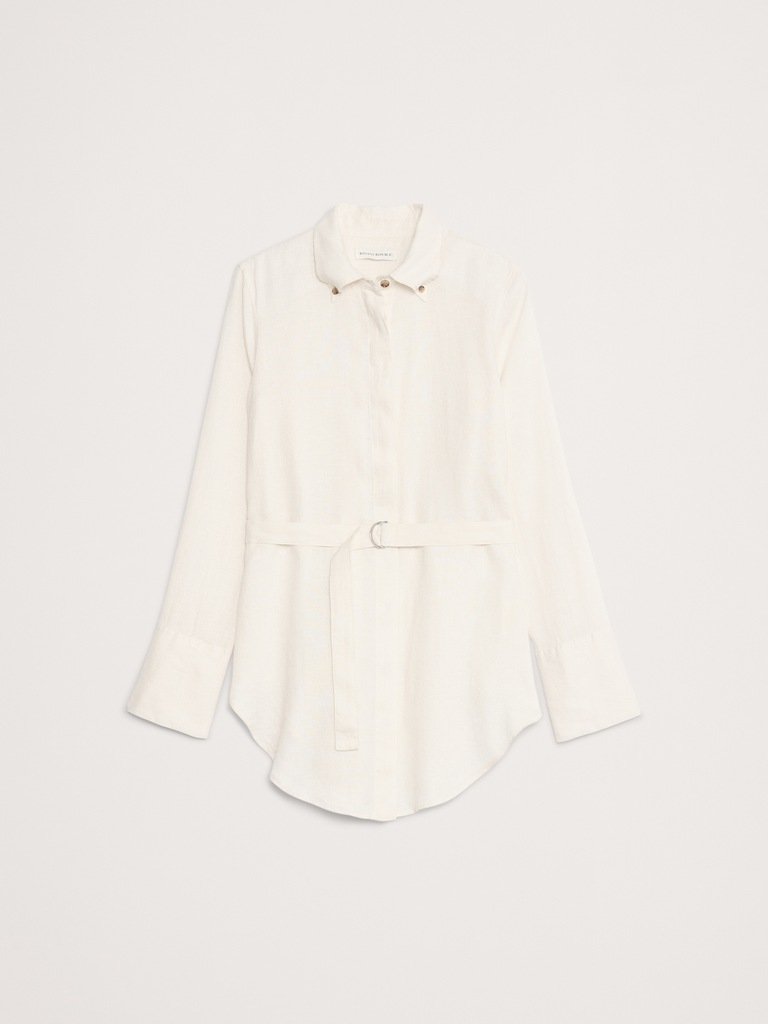 Linen Belted Tunic Shirt