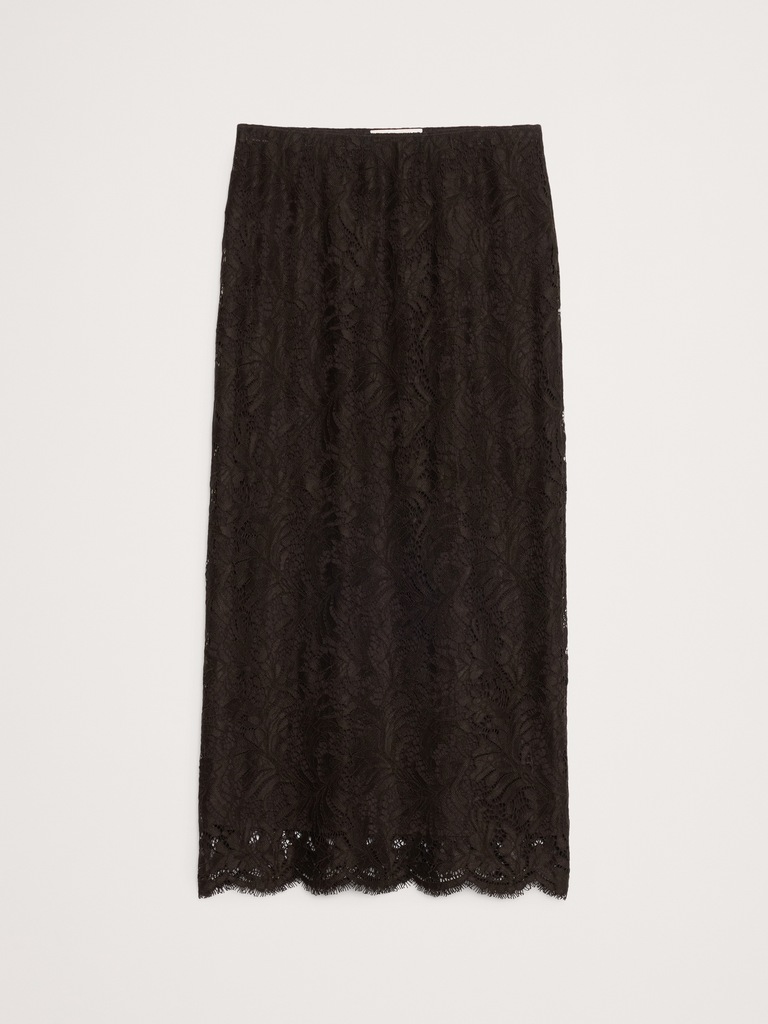 Stretch-Lace Midi Skirt