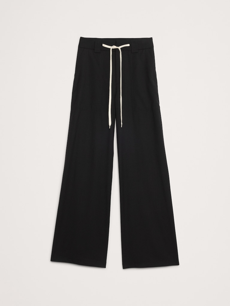 High-Rise Wide-Leg Italian Wool Pant