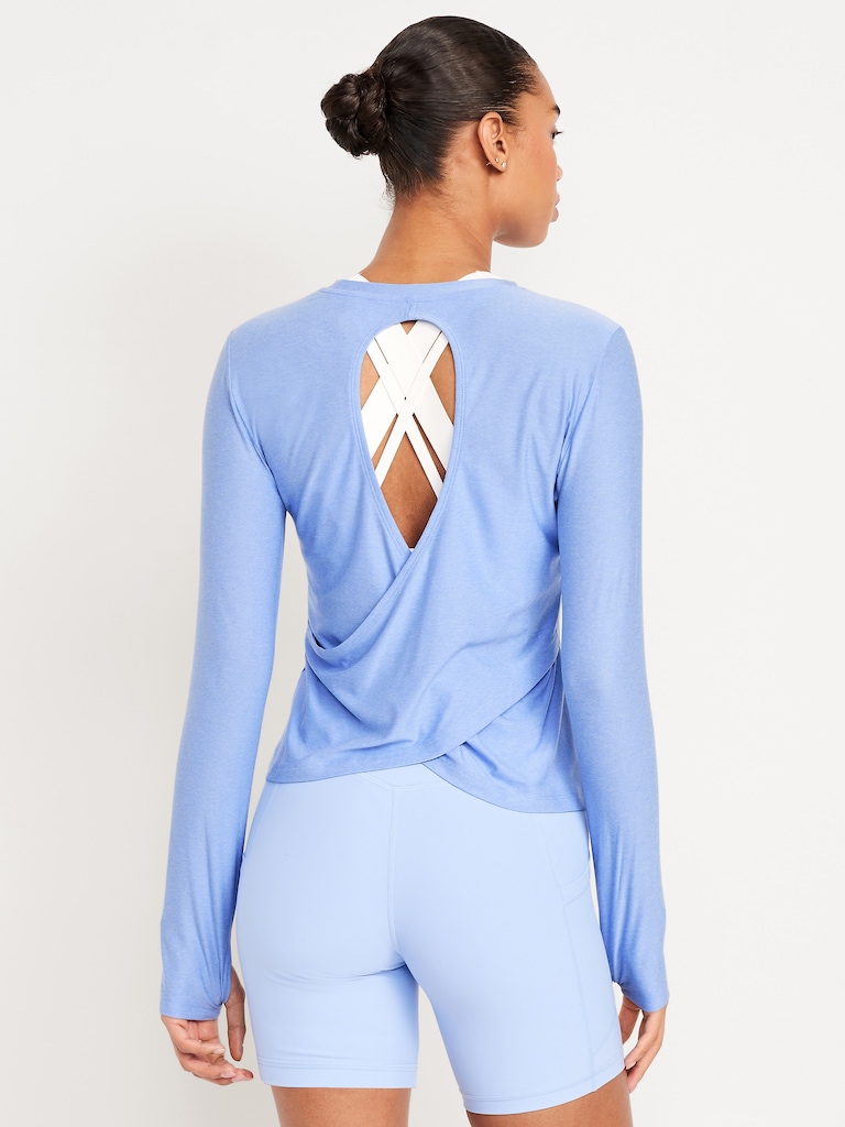 CloudMotion Keyhole Wrap Back Top