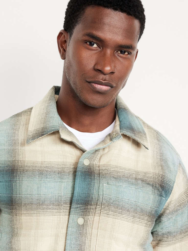 Insulated Cropped Flannel Shacket