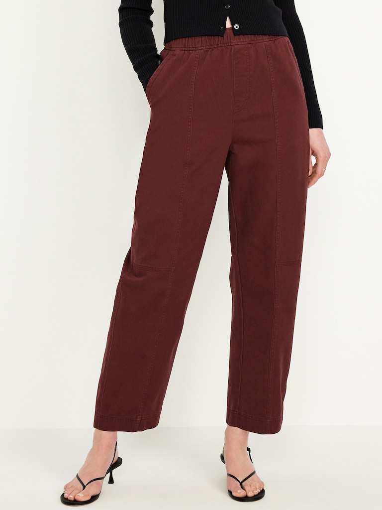 High-Waisted Barrel Ankle Pants