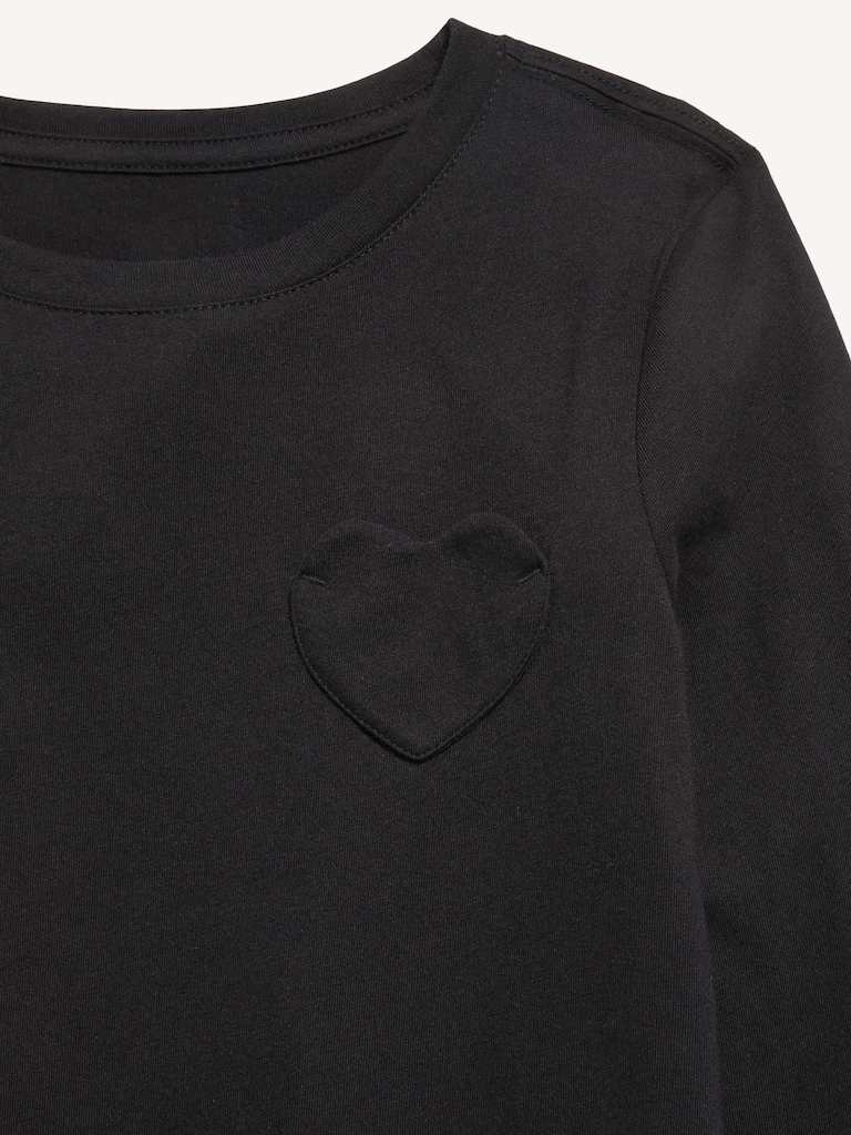 Softest Long-Sleeve Heart-Pocket T-Shirt for Girls