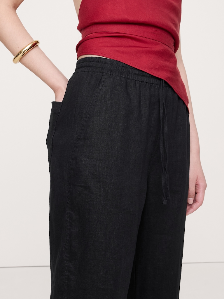 Linen Pull-On Ankle Pant