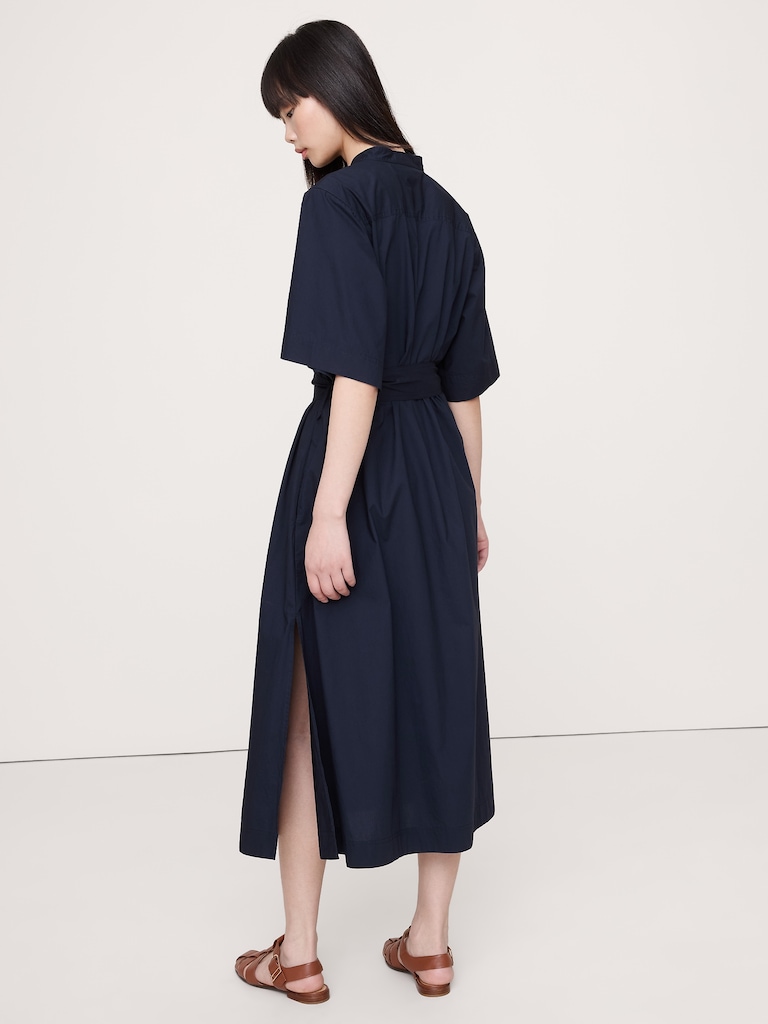 Cotton Poplin Utility Shirt Dress