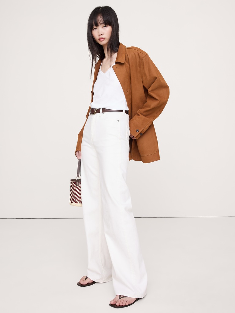 Oversized Cotton-Silk V-Neck T-Shirt