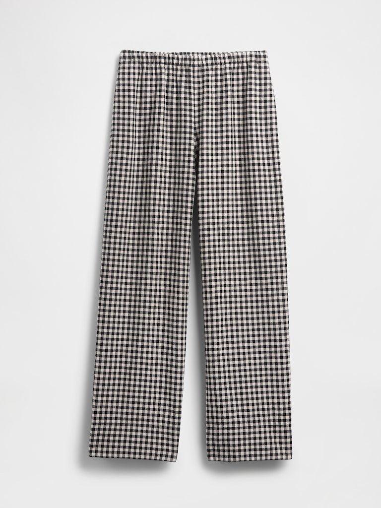 Linen-Blend Easy Wide-Hem Pants