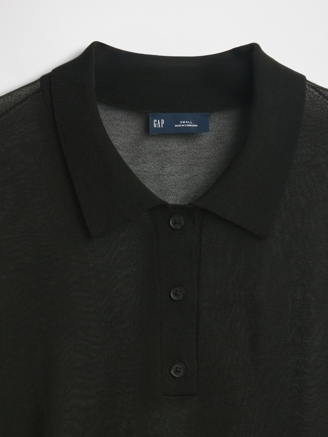 Sheer Crop Polo Sweater