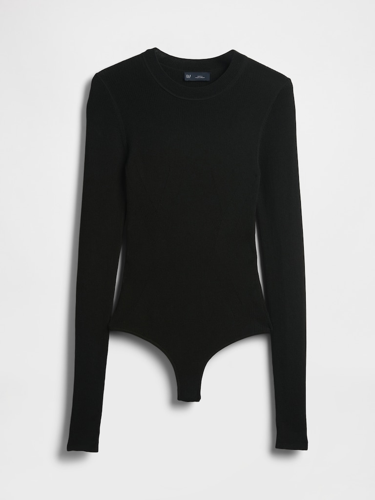 Sheer Rib Sweater Bodysuit