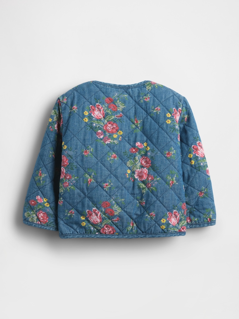 Baby Denim Floral Quilted Jacket