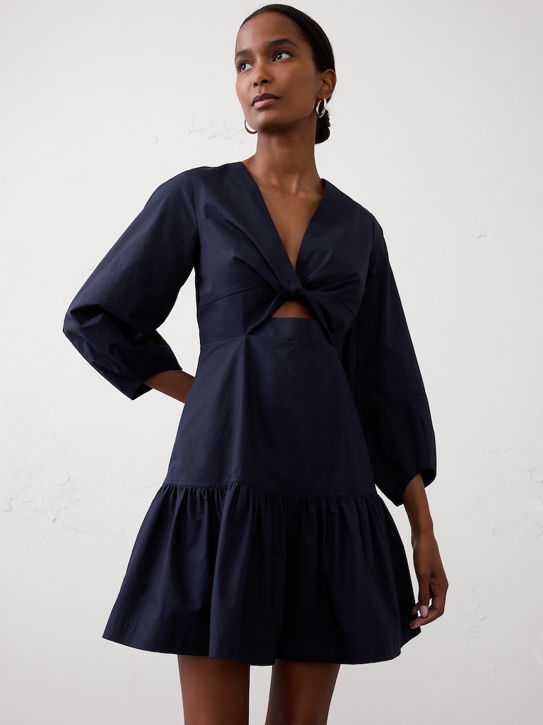 Poplin Twist Mini Dress