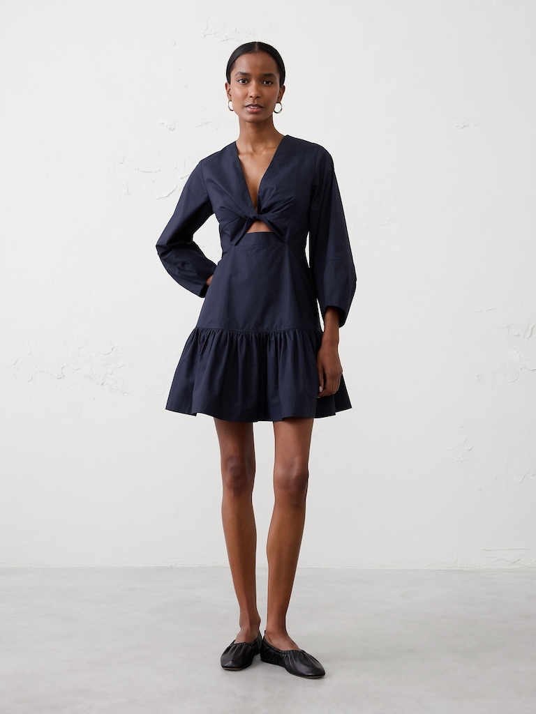 Poplin Twist Mini Dress
