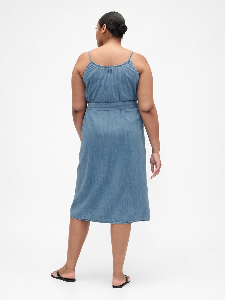 Belted Denim Midi Dress