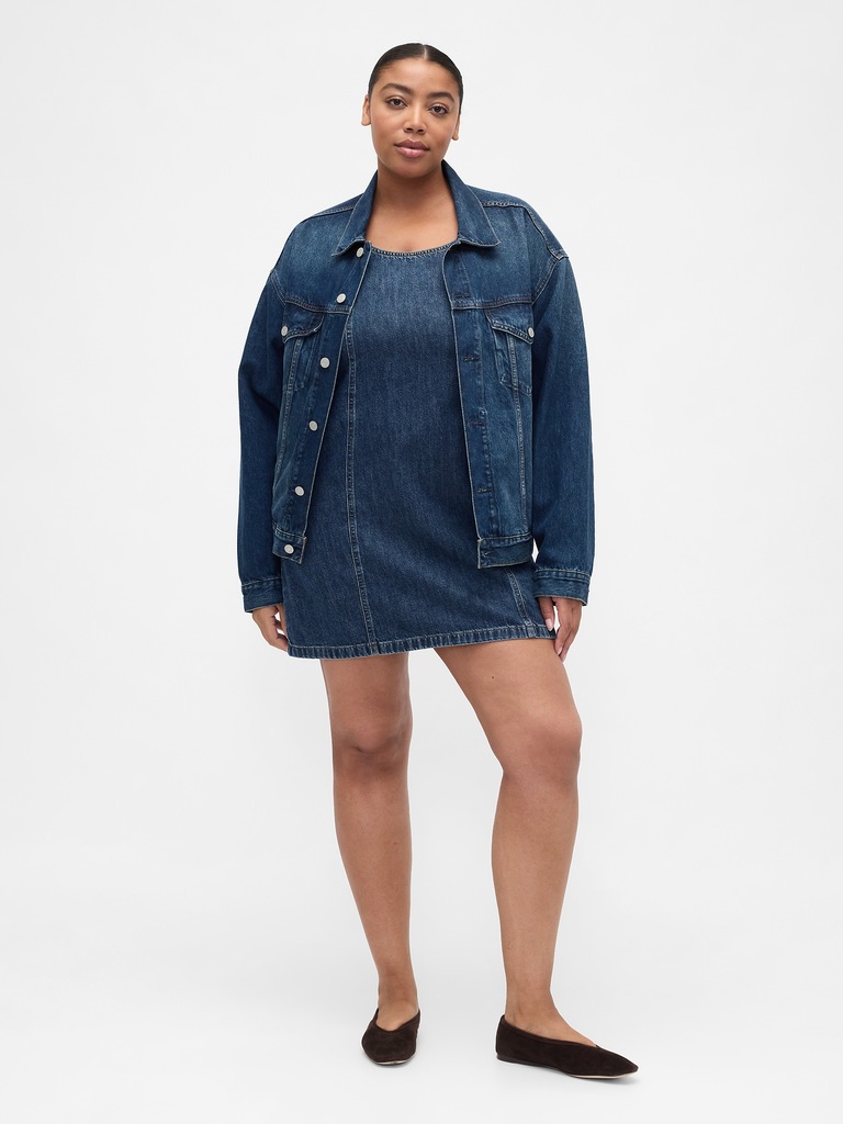Denim Scoopneck Mini Dress