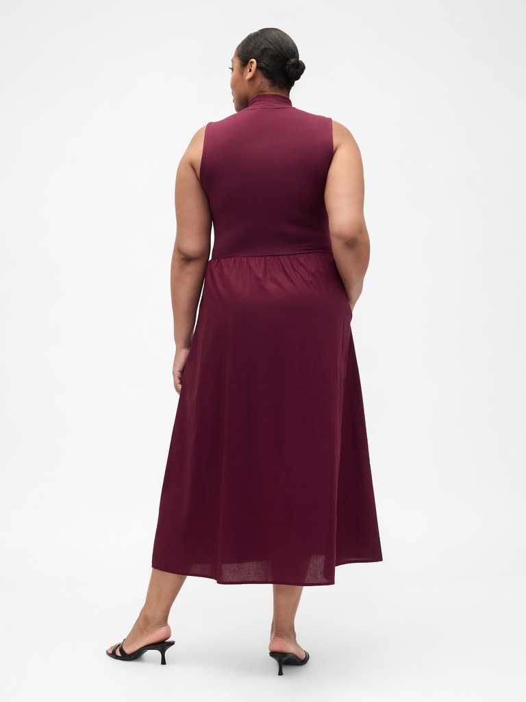 Sleeveless Mockneck Midi Dress