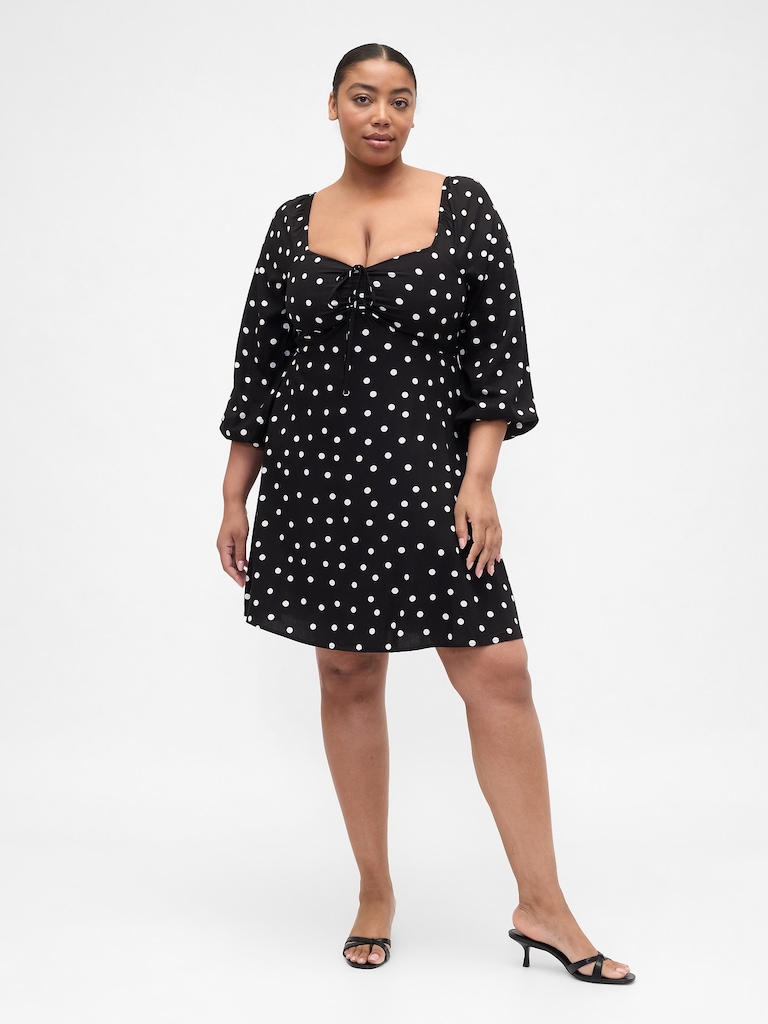 Smocked Print Mini Dress