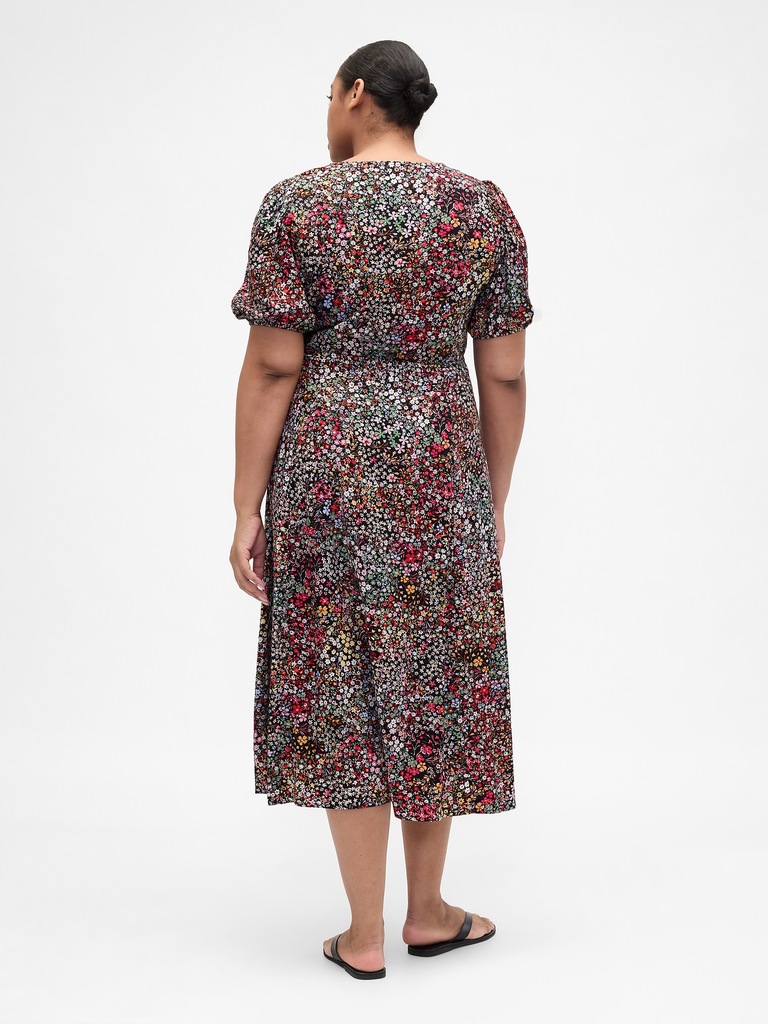 Puff Sleeve V-Neck Maxi Dress