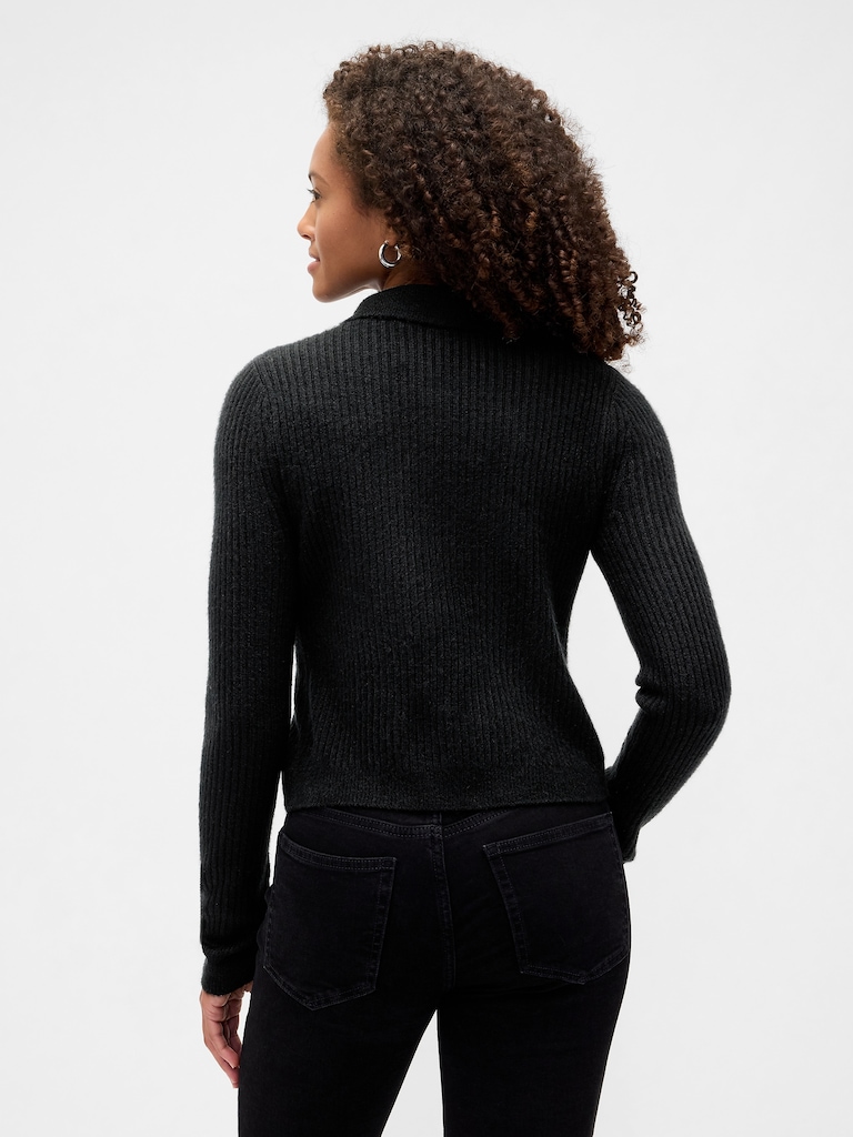 Fitted Cropped Collared Cardigan