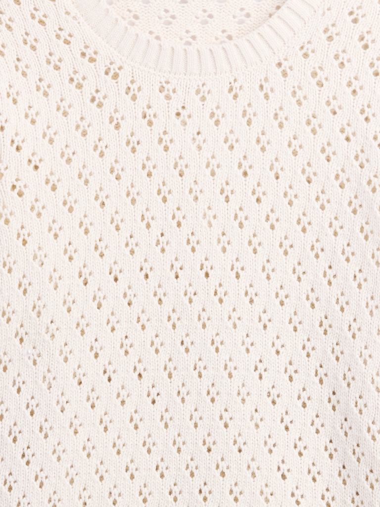 Relaxed Pointelle Balloon-Sleeve Sweater