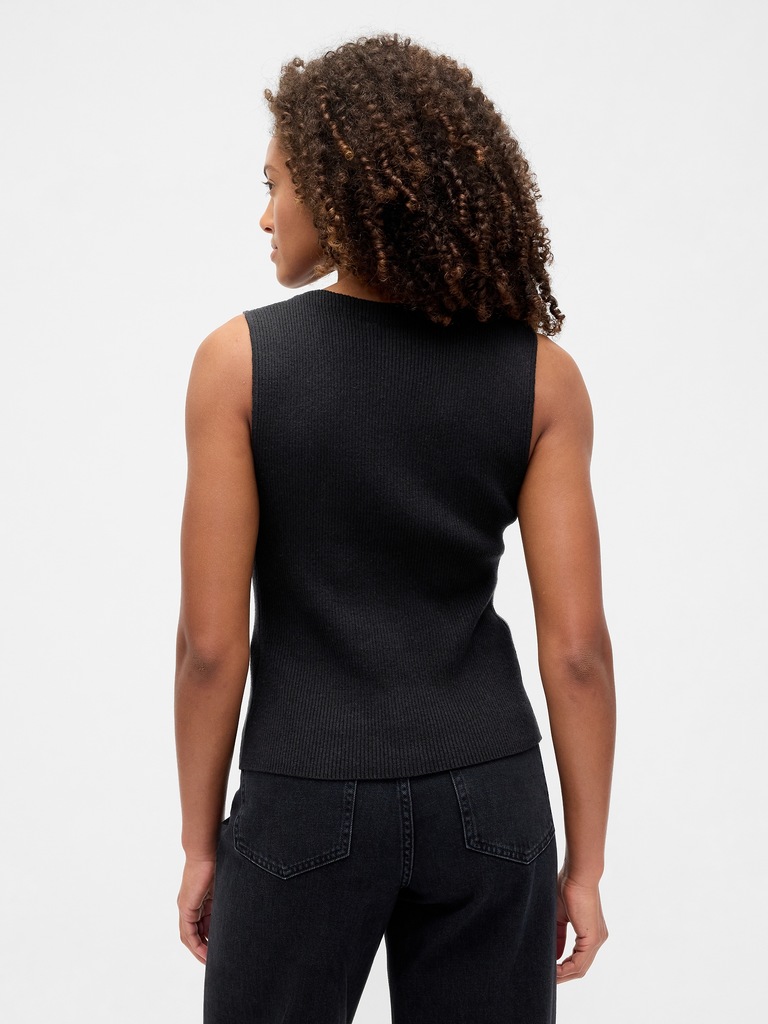 Ribbed V-Neck Sweater Vest