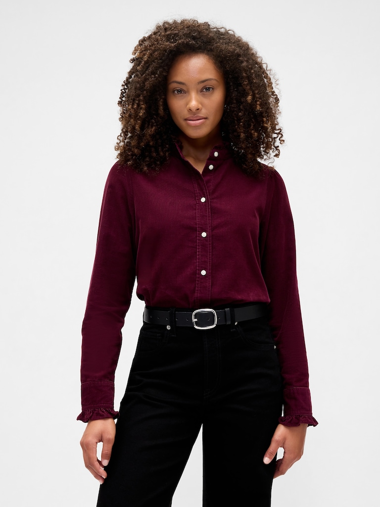 Corduroy Ruffle Shirt