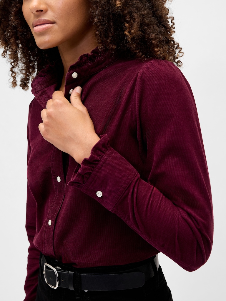 Corduroy Ruffle Shirt