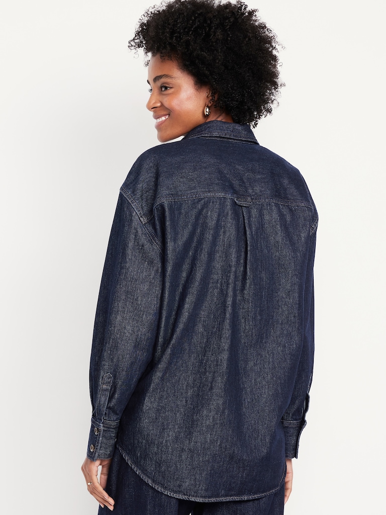 Oversized Boyfriend Button-Down Jean Shirt