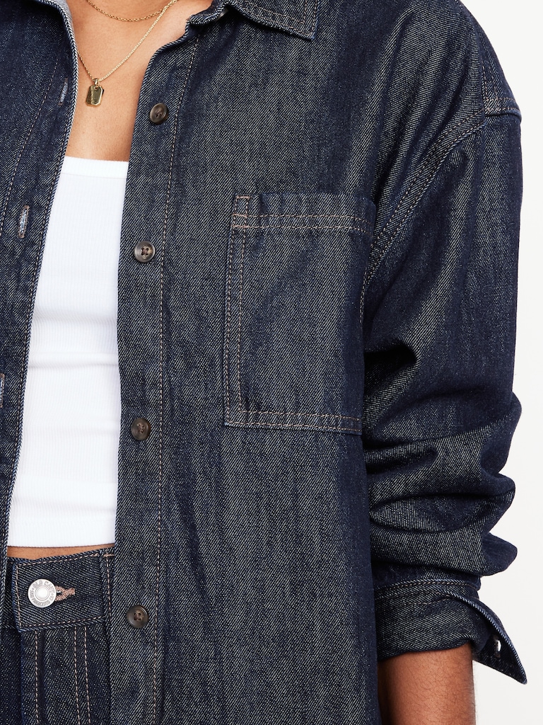 Oversized Boyfriend Button-Down Jean Shirt