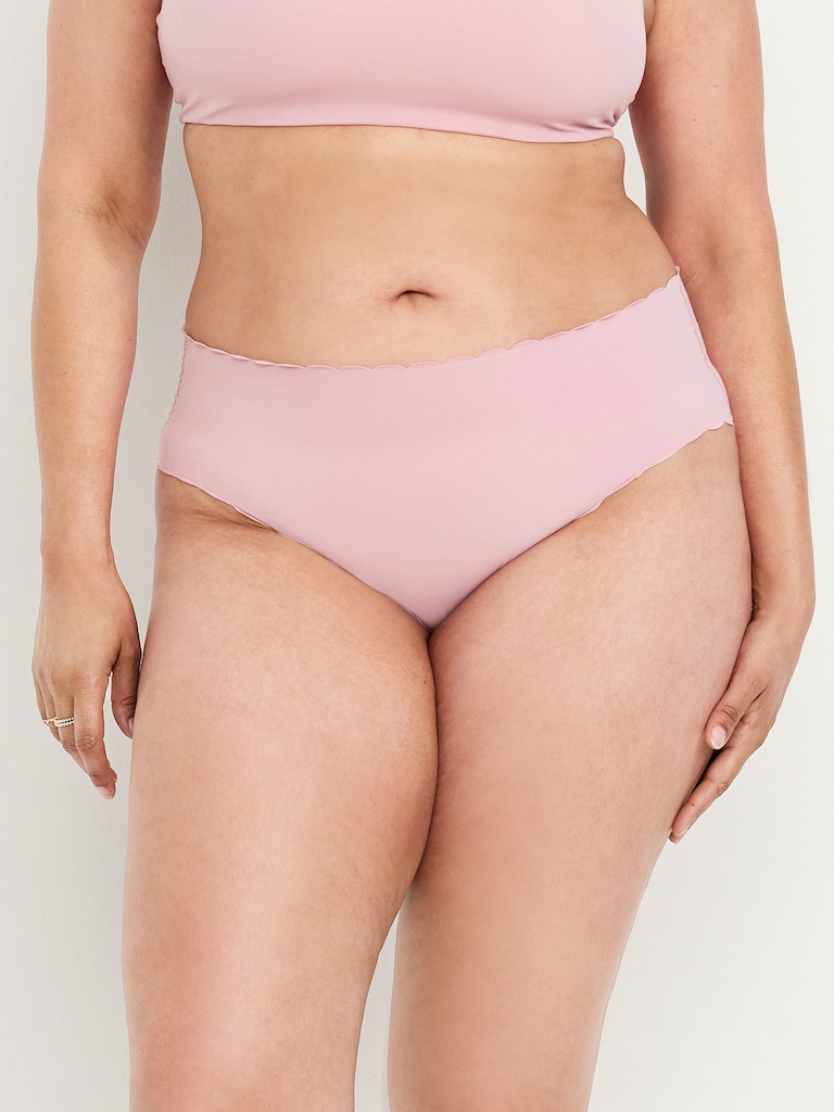 Low-Rise No-Show Scalloped Hipster Underwear