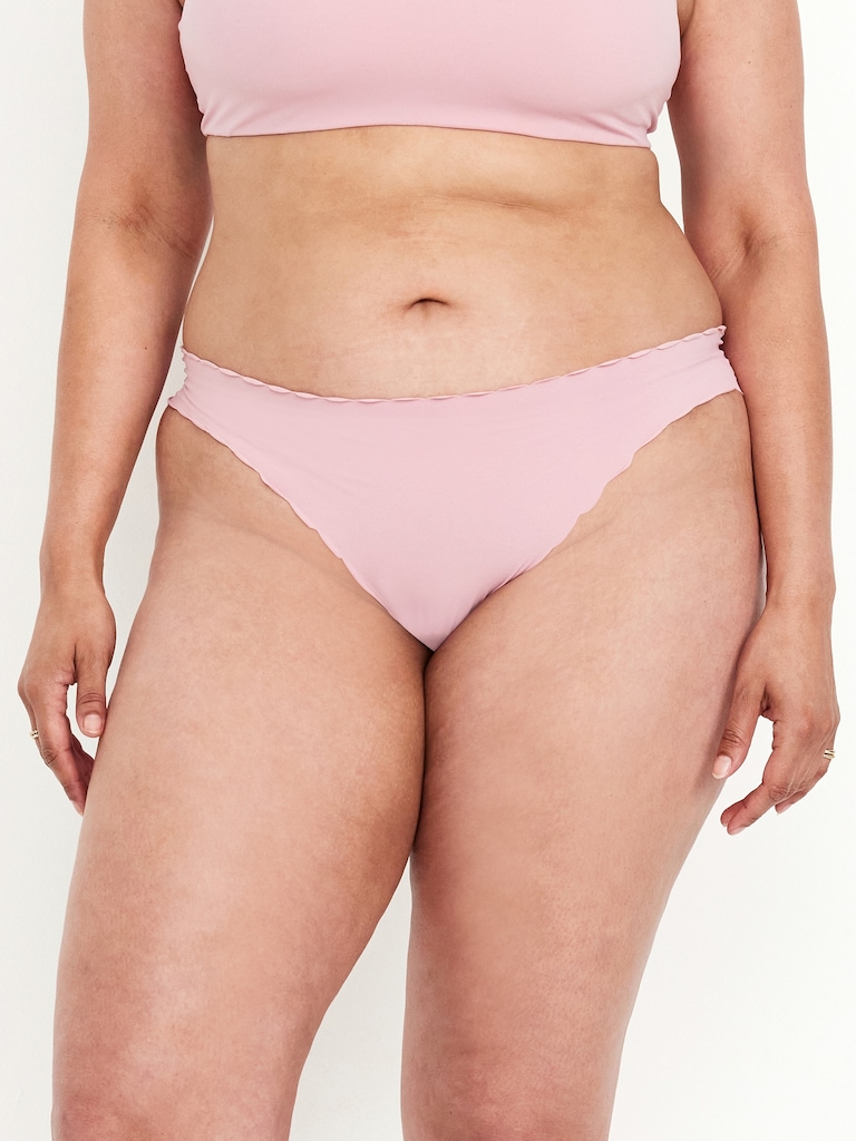 Low-Rise No-Show Scalloped Thong Underwear