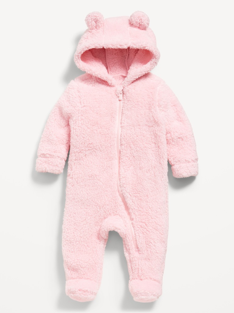 Hooded Critter Footed Sherpa One-Piece for Baby
