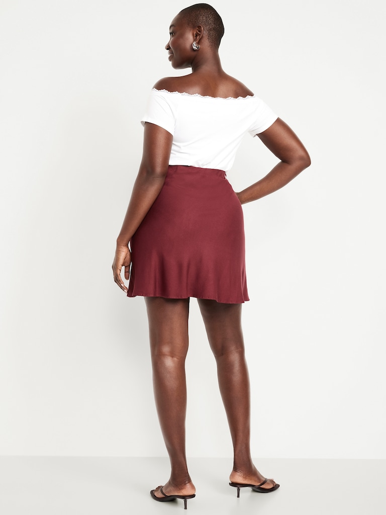 High-Waisted Crepe Flounce Mini Skirt