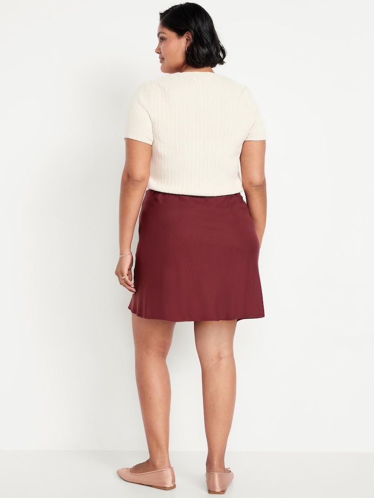 High-Waisted Crepe Flounce Mini Skirt