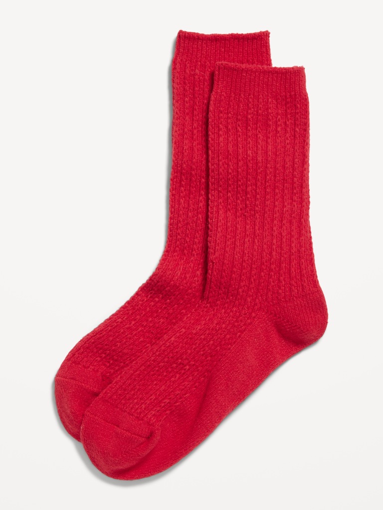 Slouchy Textured Crew Socks for Women