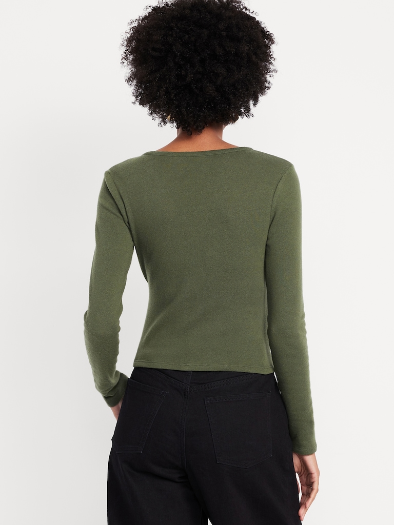 Long-Sleeve Wrap-Front Top
