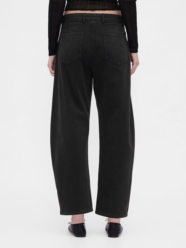 Mid Rise Twill Barrel Pants