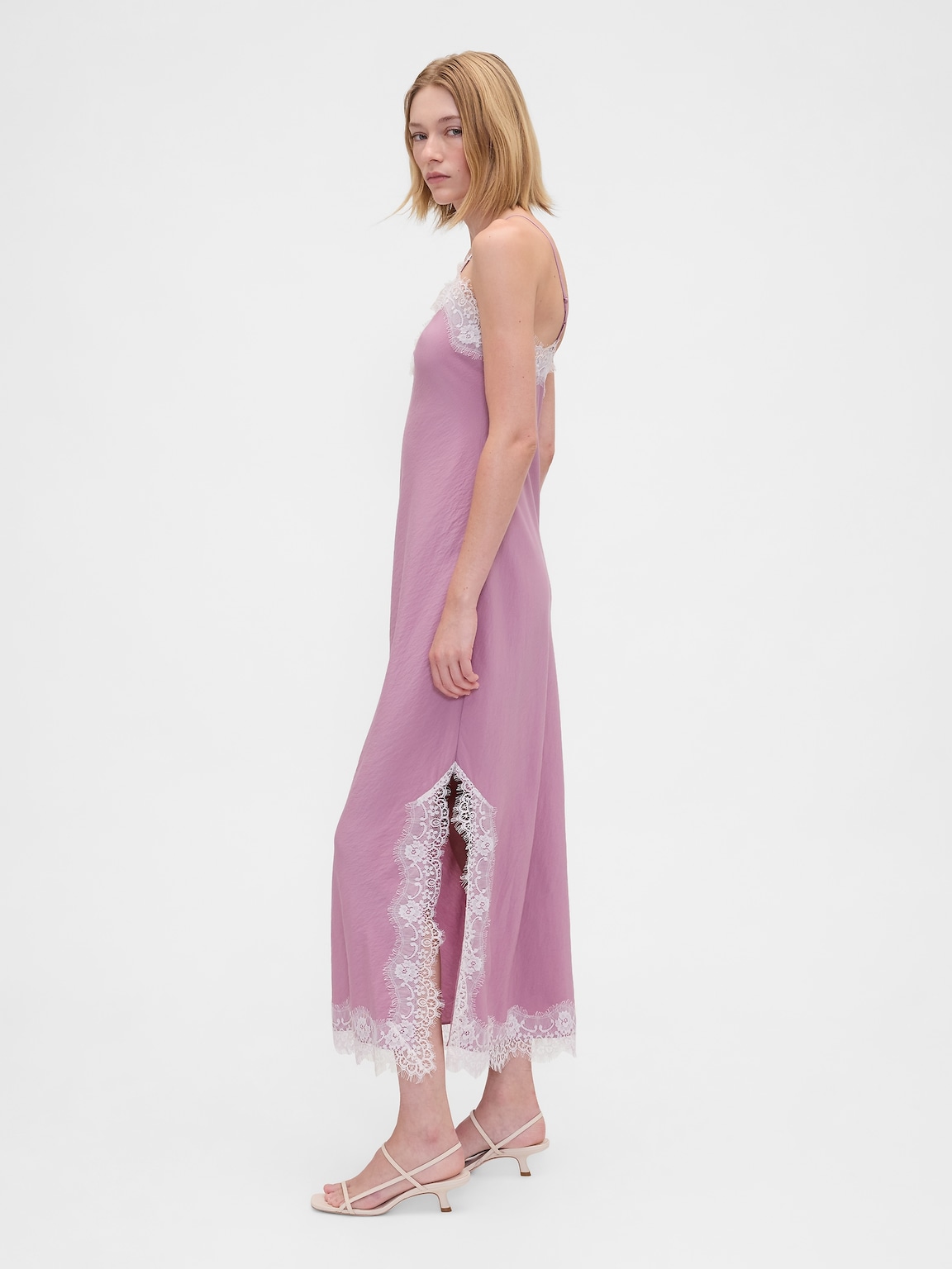 Lace-Trim Maxi Slip Dress