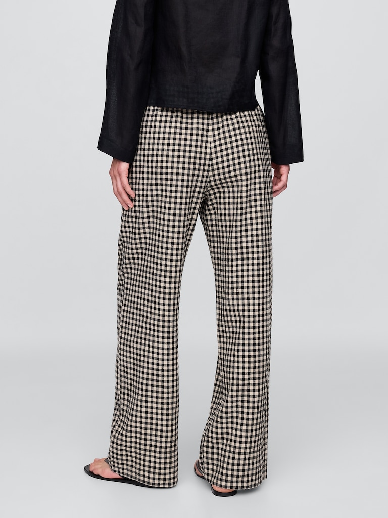 Linen-Blend Easy Wide-Hem Pants