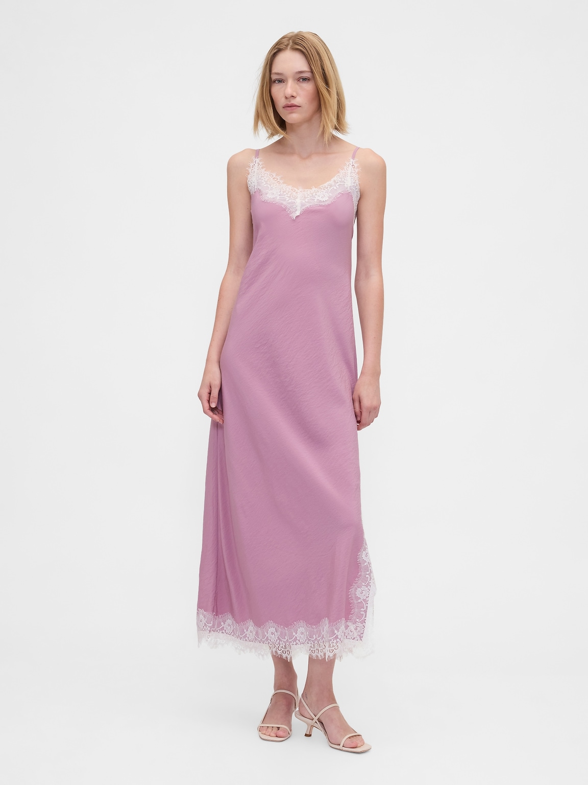 Lace-Trim Maxi Slip Dress