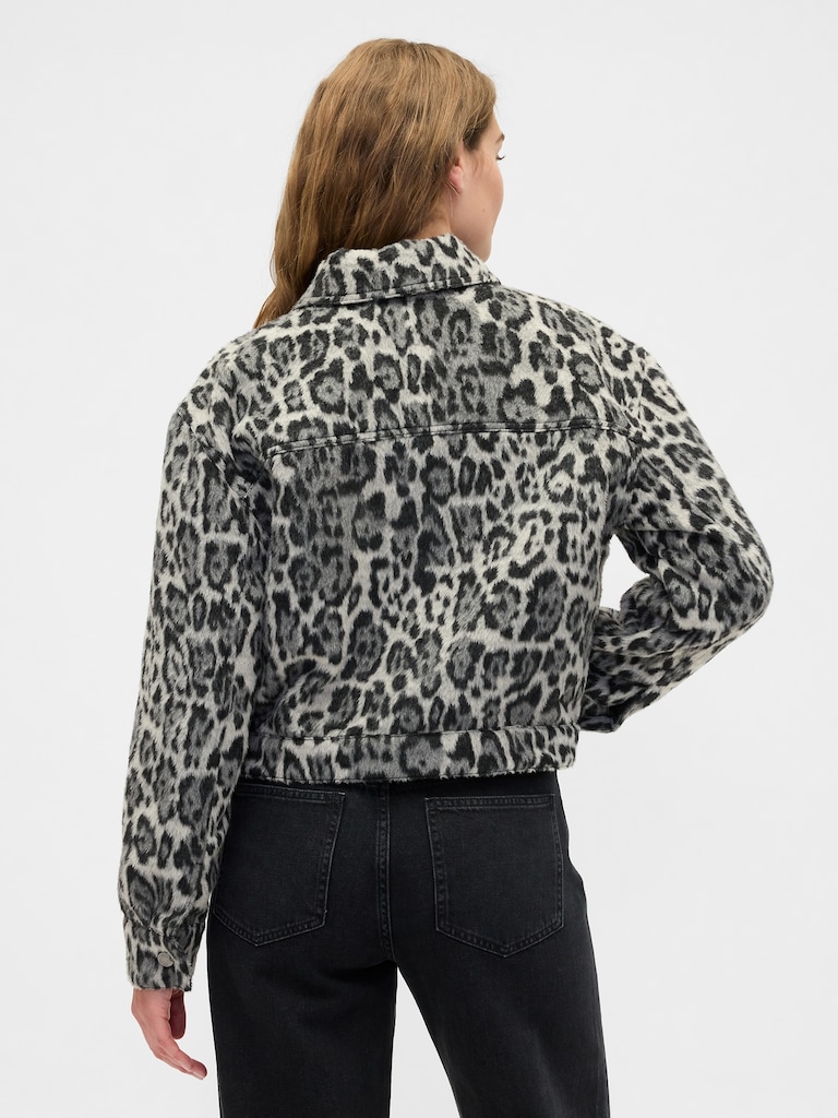 Relaxed Cropped Textured Icon Jacket