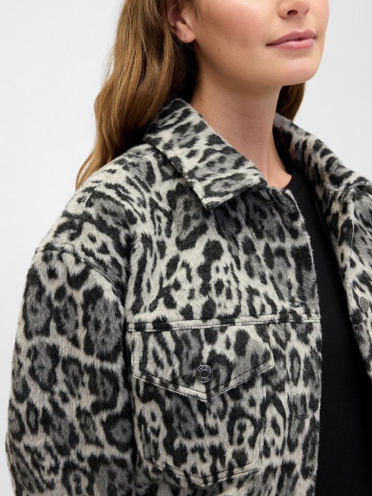 Relaxed Cropped Textured Icon Jacket