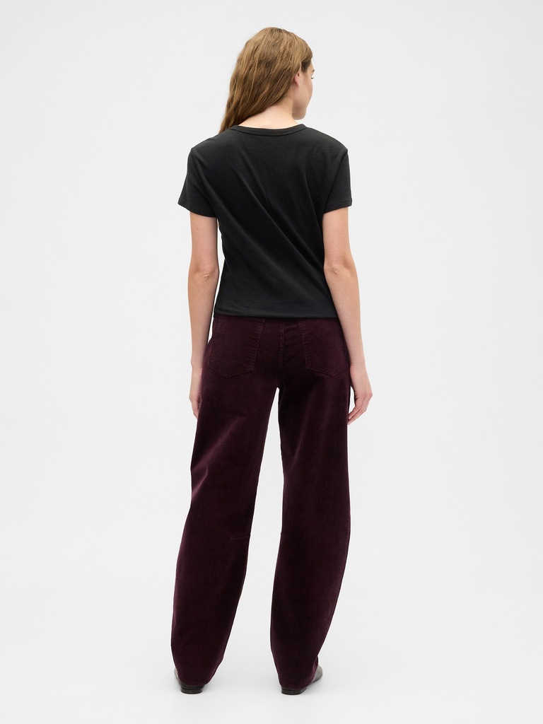 High Rise Barrel Corduroy Pants