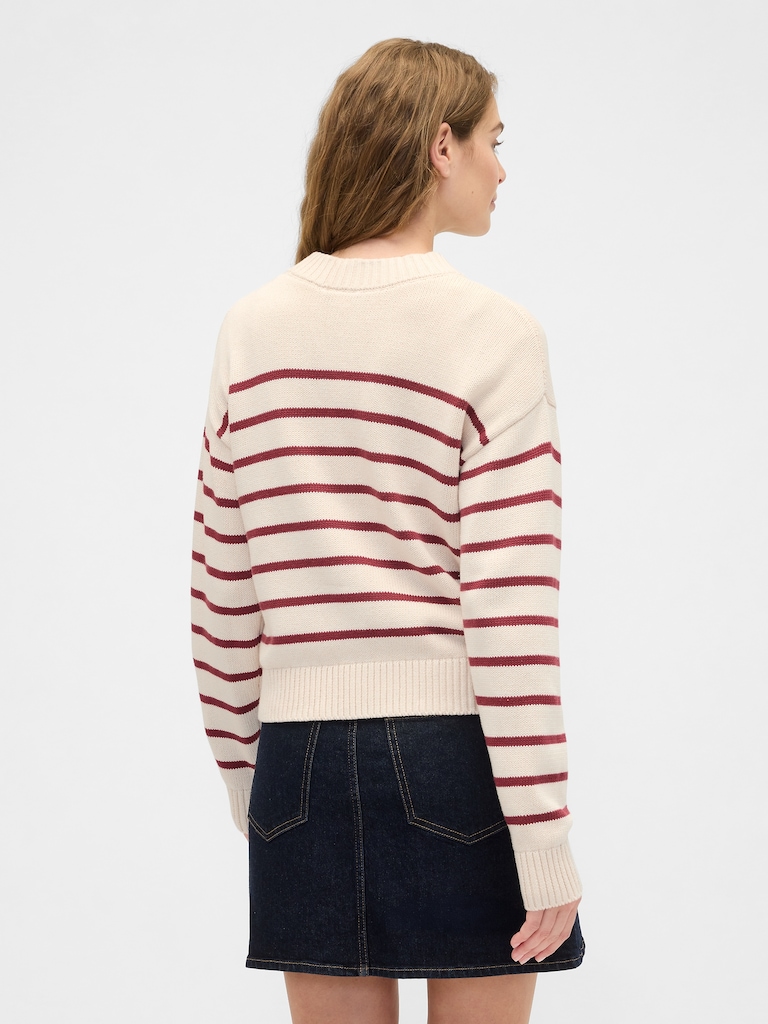 Relaxed Stripe Cropped Sweater
