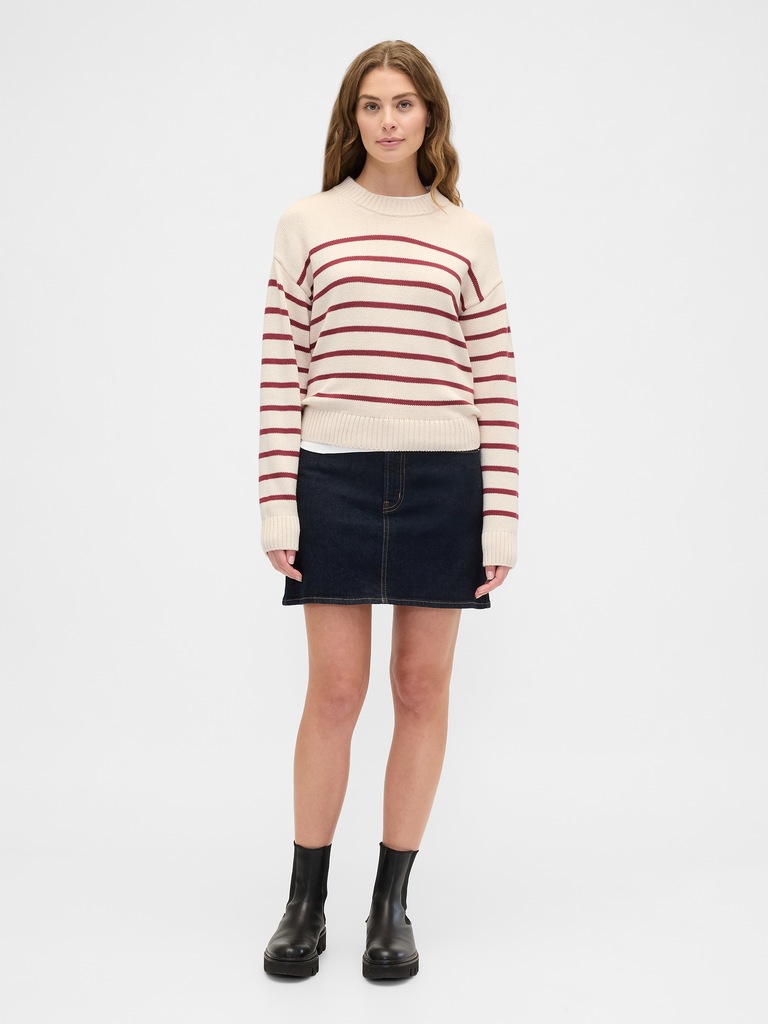 Relaxed Stripe Cropped Sweater