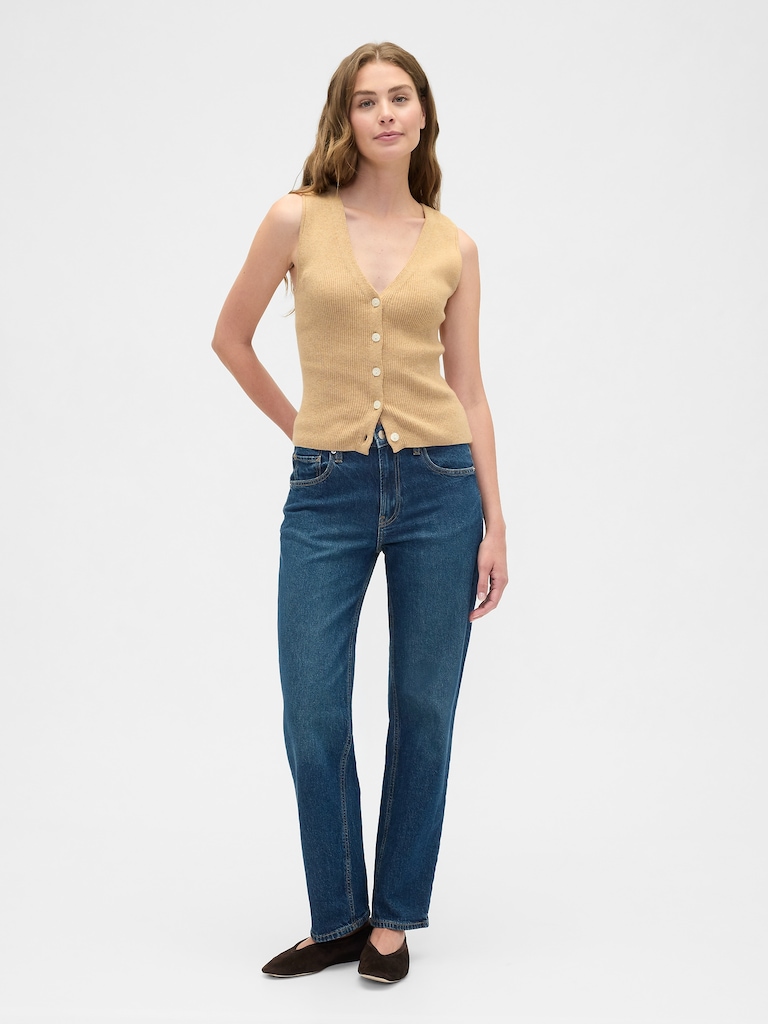 Ribbed V-Neck Sweater Vest